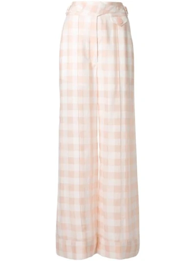 Alice Mccall Pink Moon Gingham Cotton-blend Wide-leg Pants