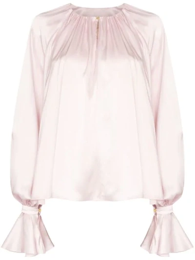 Roksanda Pia Gathered Silk-satin Blouse In Pastel Pink