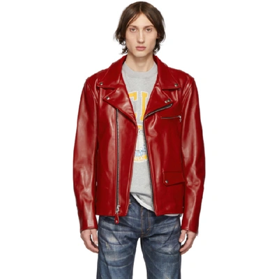 Junya Watanabe Red Leather Biker Jacket In 1 Red