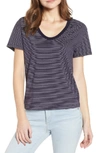 Ag Henson Striped Scoop-neck Short-sleeve T-shirt In Deep Aegean/ True White