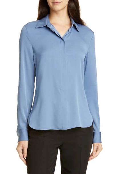 Theory Classic Fitted Stretch Silk Shirt In Cornflower