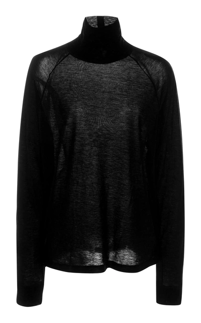 Vince Rib-trim Raglan Turtleneck Sweater In Black