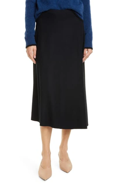 Vince Paneled Wool-blend Midi Skirt In Black