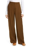 Vince Wide-leg Pleated Viscose Trousers In Woodbine