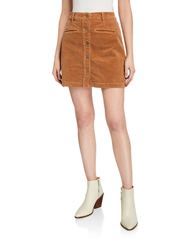 7 For All Mankind Button-front Mini Skirt In Penny