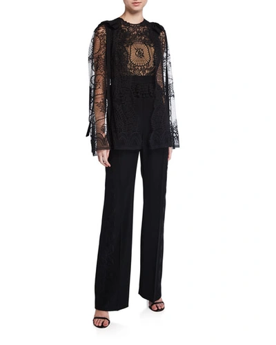 Zuhair Murad Enkei Lace-bodice Straight-leg Jumpsuit In Black