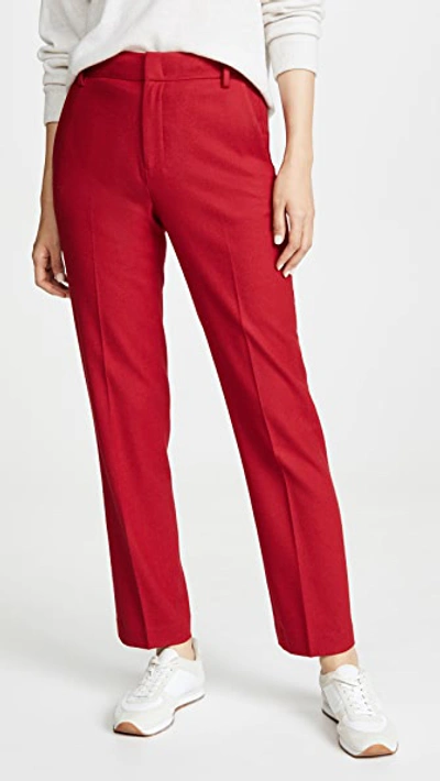 Vince Tailored Flannel Pants In Crimson