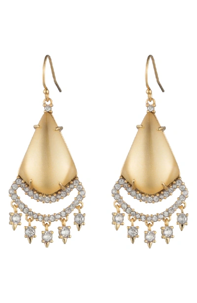 Alexis Bittar Crystal Lace Chandelier Earrings In Gold