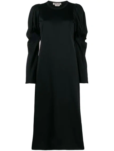 Comme Des Garçons Ruched Details Midi Dress In Black