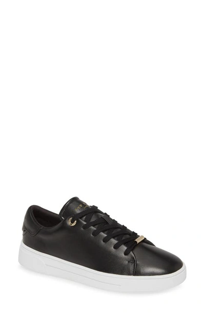 Ted Baker Women's Ruffle Trim Tennis Sneakers In Black Leather