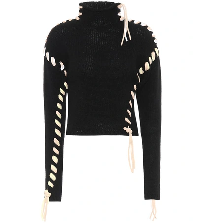 Acne Studios Kerri Whipstitched Wool Turtleneck Sweater In Black