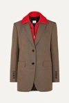 Burberry Jersey-trimmed Houndstooth Wool Blazer In Beige