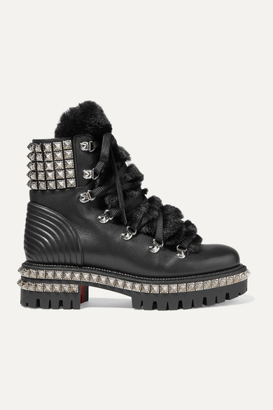 louboutin black studded boots