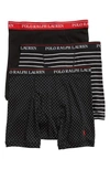 Polo Ralph Lauren Moisture-wicking Cotton Boxer Briefs - Pack Of 3 In Polo Black/ Red