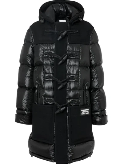 Burberry Hooded Technical Wool And Quilted-down Coat In Black