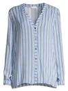 Hanro Women's Sleep & Lounge Woven Long-sleeve Shirt In Soft Blue Stripe
