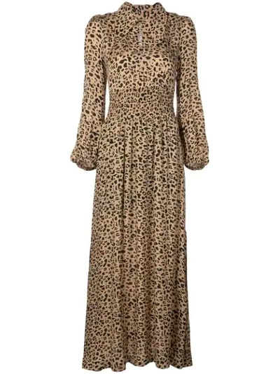 Baum Und Pferdgarten Amber Leopard-print Maxi Dress In Beige Black Leo
