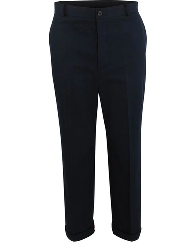 Thom Browne 1" Cuff Cavalry Twill Chinos In Navy