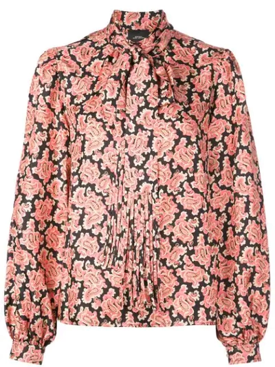 Marc Jacobs Paisley Print Silk Blouse With Removable Tie In Pink