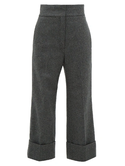 Lemaire High-rise Straight-leg Wool-blend Trousers In Grey