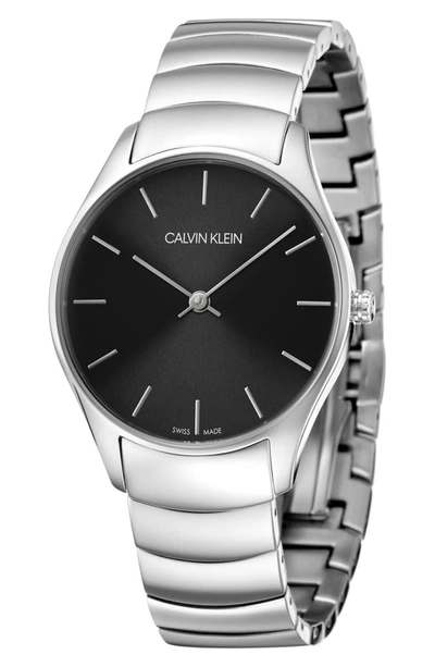 Calvin Klein Women's Classic Too Stainless Steel Bracelet Watch 32mm In Silver/ Black/ Silver