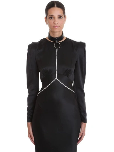 Alessandra Rich Chocker And Body Chain Belts In Black Leather