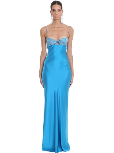 Alessandra Rich Dress In Blue Silk