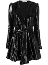 Amen Sequin Embroidered Belted Dress In Black