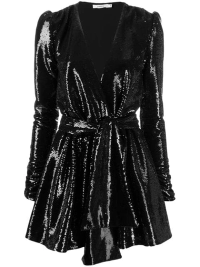 Amen Sequin Embroidered Belted Dress In Black