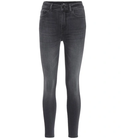 7 For All Mankind Aubrey High-rise Skinny Jeans In Black