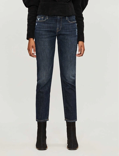 Frame Le Garcon Straight-leg Mid-rise Stretch-denim Jeans In Covant (silver)