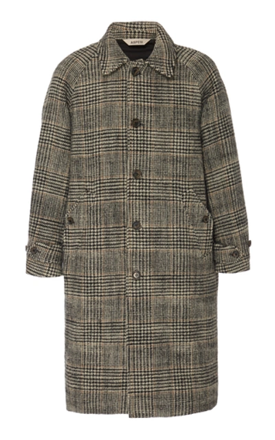 Aspesi Perturbato Checked Wool Coat In Black