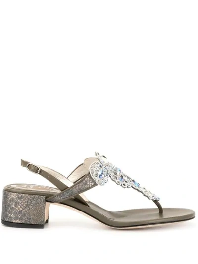 René Caovilla Veneziana Crystal-embellished Sandals In Grey