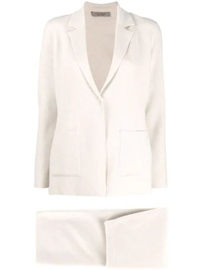 D-exterior Two Piece Skirt Suit In Neutrals