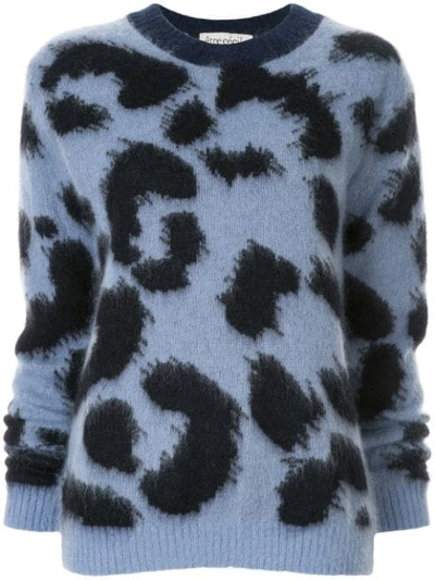 Etre Cecile Leopard Printed Jumper In Blue