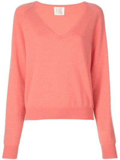A Shirt Thing V Neck Jumper In Pink