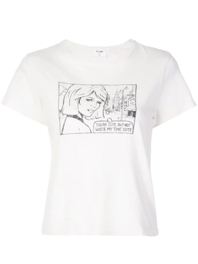 Re/done Printed Comic T-shirt In Vintagewhite