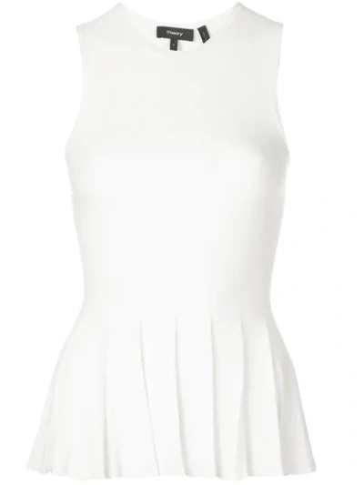 Theory Pleated Tank Top In White