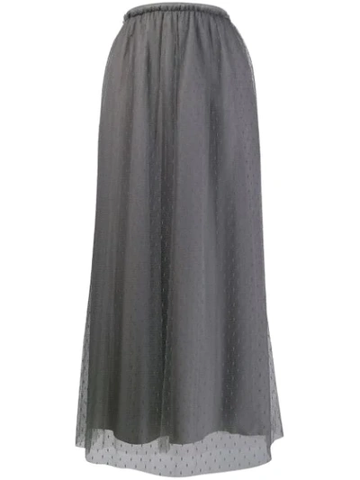 Red Valentino Tulle Layered Long Skirt In Grey