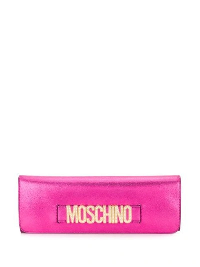 Moschino Crystal Embellished Clutch Bag In 0210 Fucsia
