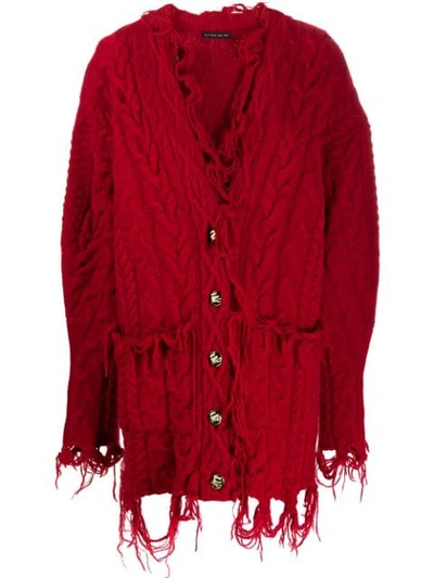 Etro Destroyed Effect Cardigan In Red