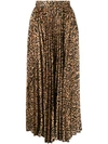 Andamane Leopard Print Pleated Skirt In Yellow
