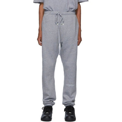 Essentials Grey Reflective Logo Lounge Pants In Dk Hth Grey