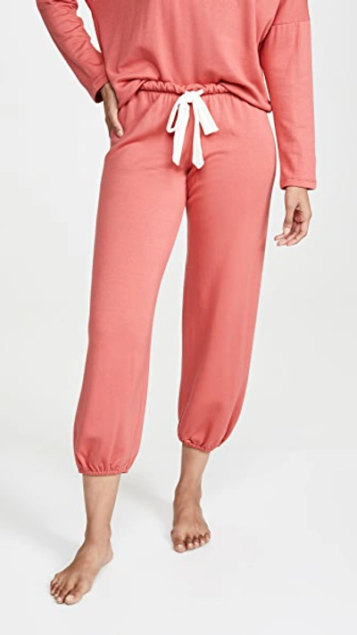 Eberjey Winter Heather Cropped Pants In Mineral Red