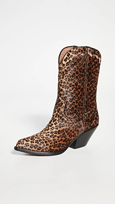 Buttero Elise Short Boots In Cava Leopard