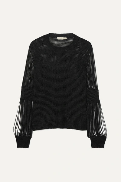 Bottega Veneta Metallic Crochet-knit And Chainmail Sweater In Black