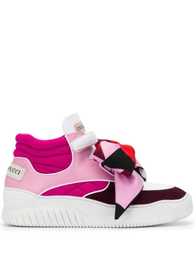 Emilio Pucci Abstract Panelled High-top Trainers In Pink