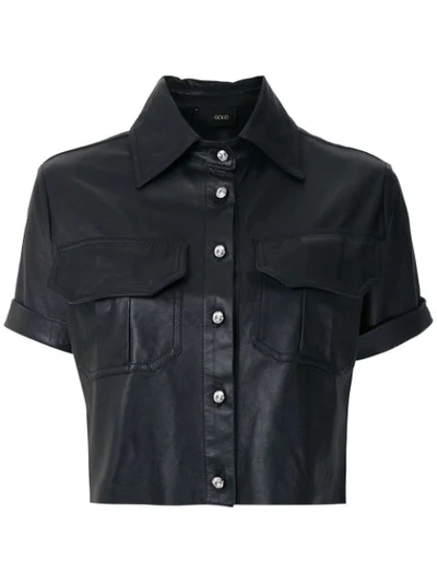Andrea Bogosian Leather Cropped Shirt In Black