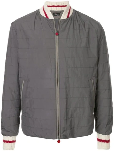 Kiton Quilted Bomber Jacket In Grey