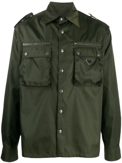 Prada Boxy Military Jacket In Green